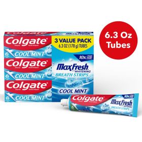 Colgate Max Fresh with Whitening Toothpaste with Mini Breath Strips;  6.3 oz Tube;  3 Pack