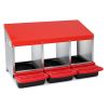 3 Compartment Roll Out Chicken Nesting Box with Plastic Basket, Egg Nest Box Chicken Laying Box Hens Chicken Coop Box, Red