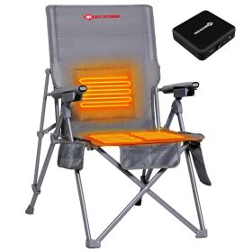 Antarctica Gear Heated Camping Chair With 12V 16000mAh Battery Pack, Heated Portable Chair, Perfect For Camping, Outdoor Sports, Hunting, And Beach Pa (Color: Grey)