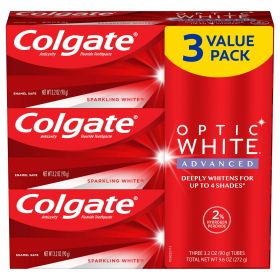 Colgate Optic White Advanced Toothpaste;  Sparkling White;  3.2 oz;  3 Pack (Brand: Colgate)