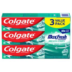 Colgate Max Fresh Toothpaste;  Mini Breath Strips;  Clean Mint;  3 Pack;  6.3 oz (Brand: Colgate)