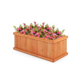 Garden Lawn Fir Wood Planter Box with Drainage Holes (Type: Style A, Color: As pic show)