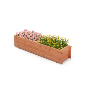 Garden Lawn Fir Wood Planter Box with Drainage Holes (Type: Style B, Color: As pic show)